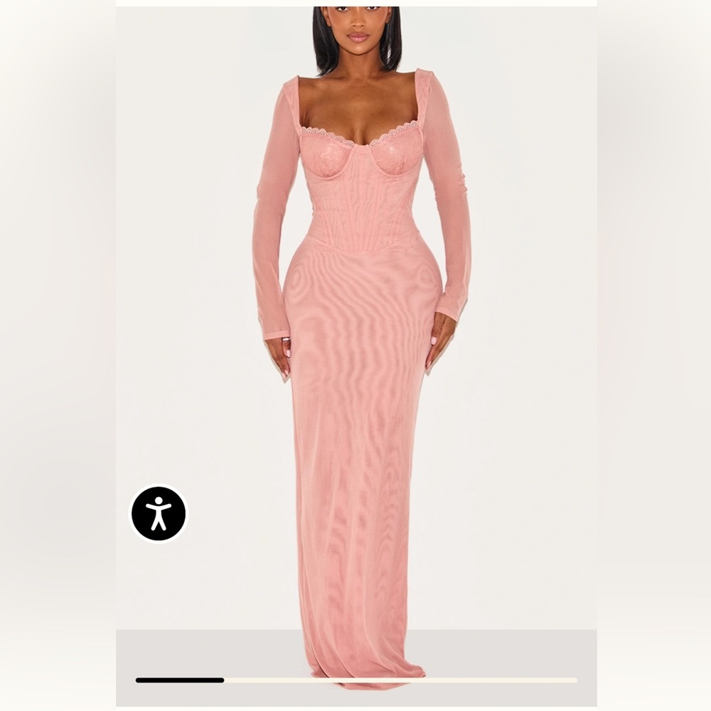 Pretty Little Thing Women’s Pink Lace Mesh Corset Dress Size 4